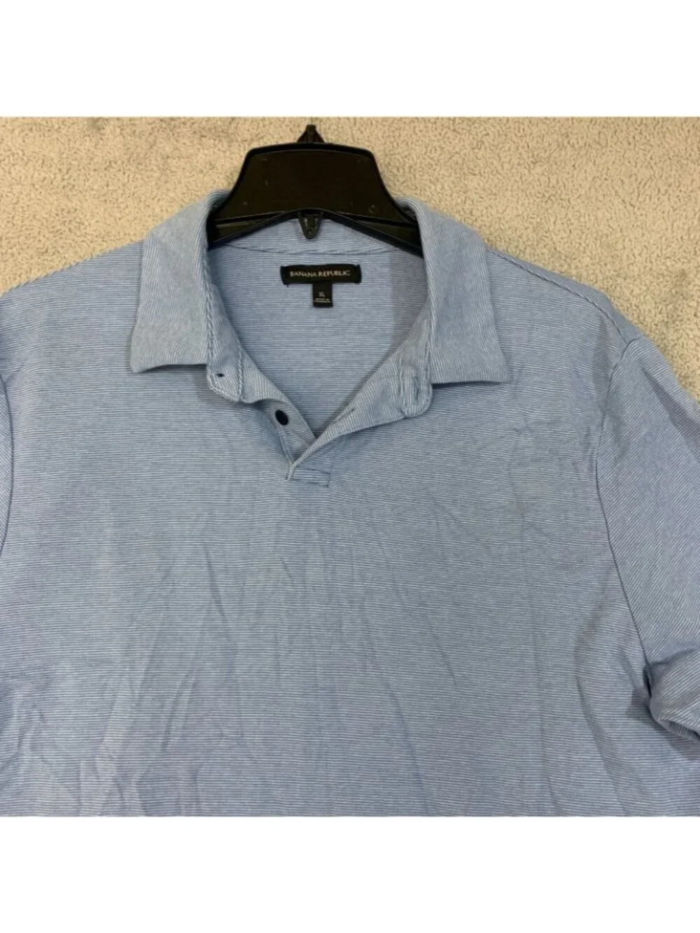 NWOT Banana Republic Men's XL Blue Striped Polo Shirt 100% Cotton